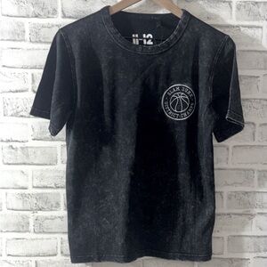 NWOT Cotton On Washed Black Tee with Basketball Embroidered Graphic, Size 11/12